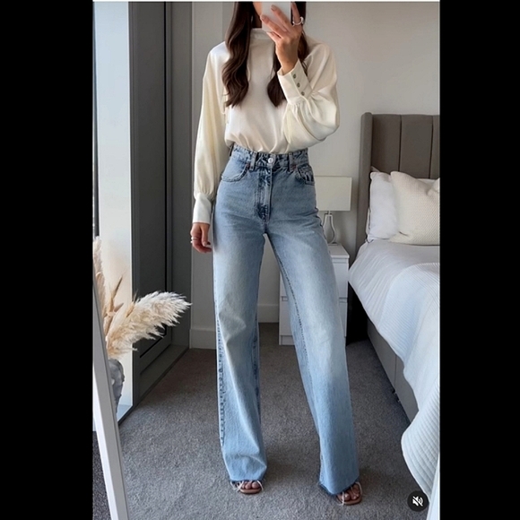 Zara Denim - Zara Super High Rise Straight Leg Jeans